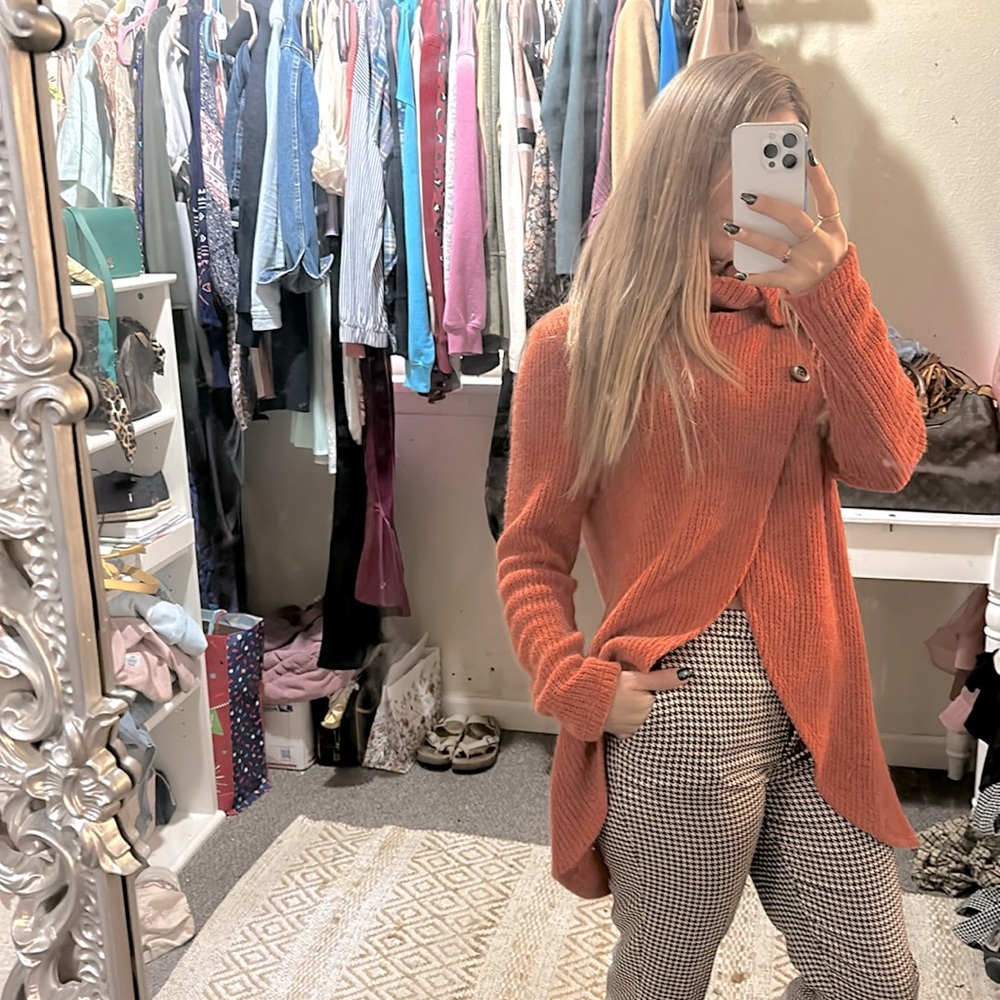 Beautiful orange long sweater turtle neck style